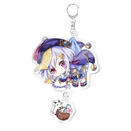 Cute Anime Keychains: Zhongli, Venti, Xiao, and Keli for Genshin Impact Fans