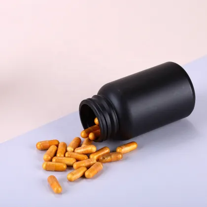 200CC Health Capsules Pharmaceutical Plastic Black Bottle HDPE