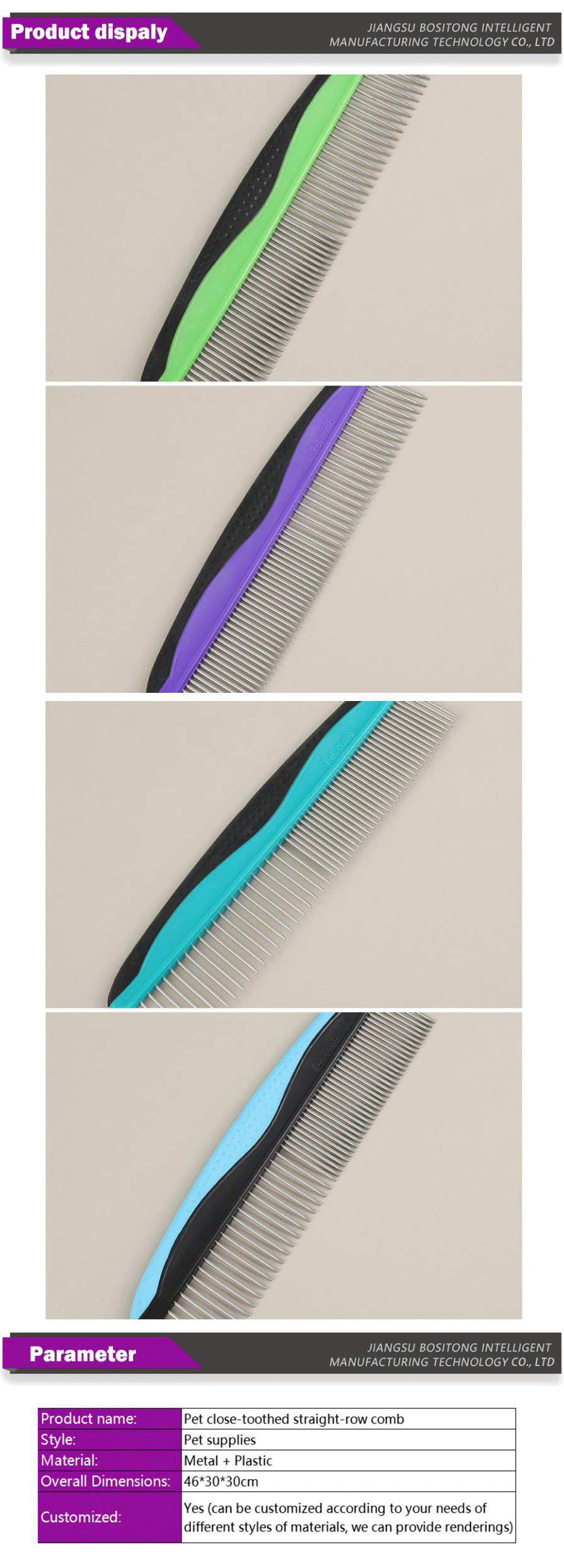 Fine tooth pet comb for pets