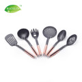 Utensílios de nylon conjunto com alças de cobre ouro rosa