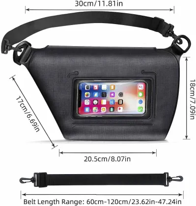OEM Custom Logo Running Hiking Cycling Fanny Pack - Black Waterproof Waist Bag