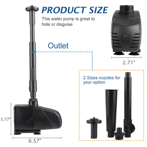 Heto 343GPH dompelpomp (1300 l / u, 24 W), stille waterpomp met 5,9 ft hoge hefhoogte, fonteinpomp met 6,4 ft netsnoer