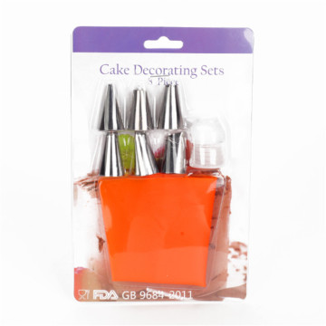 8 PCS Silicone Baking Tools Set with Stainless Steel Nozzles for Cake Decoration