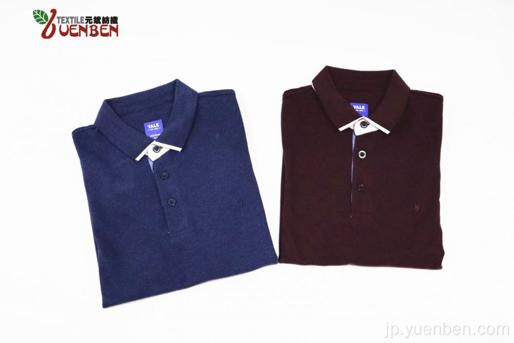 65％Poly 35％Cotton Melange Jersey With Jacquard Collar Shirt