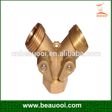 2 -way shut off brass hose connector