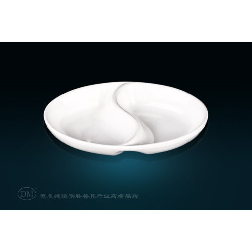 2 Section Melamine Sauce Serving Plate