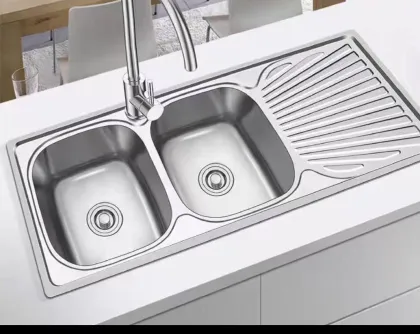 Stainless steel sink with two sinks