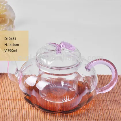600 ML Unique Pumpkin Design Pyrex Glass Tea Pot