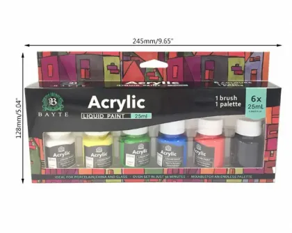 6 Color Acrylic Paint Set for Art Supplies, Wall Art, Graffiti, and Watercolor Gouache