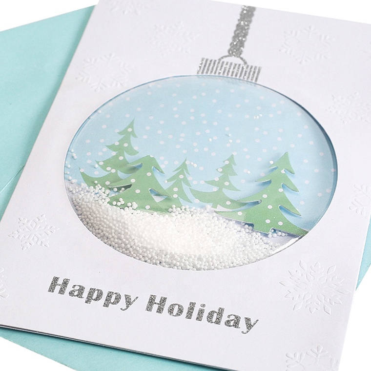 3d Handmade Glitter Blue Cards Tree Happy Holiday Funny Christmas Greeting Cards5