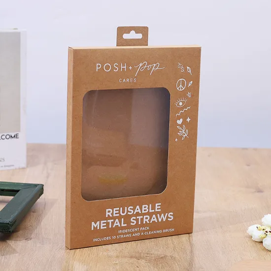 Custom Brown Kraft Paper Hanger Box with Window