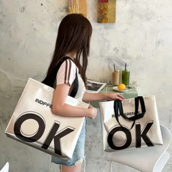 Silver OK Custom Non Woven Woman Tote Bag