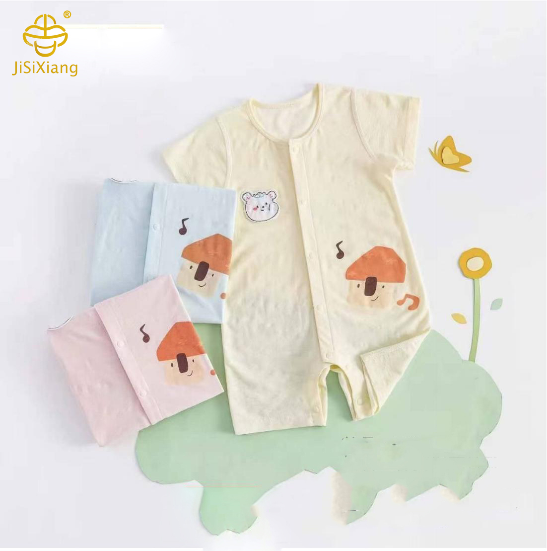 Cartoon astronaut printed baby jumpsuit