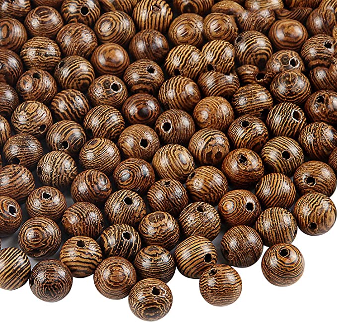 500 pcs Bruns brun foncé rond Perles de bois 8 mm