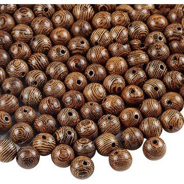 500 PCS koyu kahverengi yuvarlak ahşap boncuklar 8mm