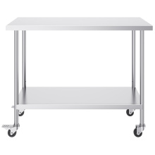 stainless steel table heavy duty Two Layer Stainless Steel With Backplash Work Table Supplier