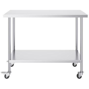 stainless steel table heavy duty Two Layer Stainless Steel With Backplash Work Table Supplier