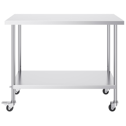 stainless steel table heavy duty Two Layer Stainless Steel With Backplash Work Table Supplier