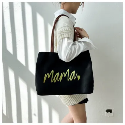 Canvas "Mama" Tote Bag Stylish Versatile Everyday Bag