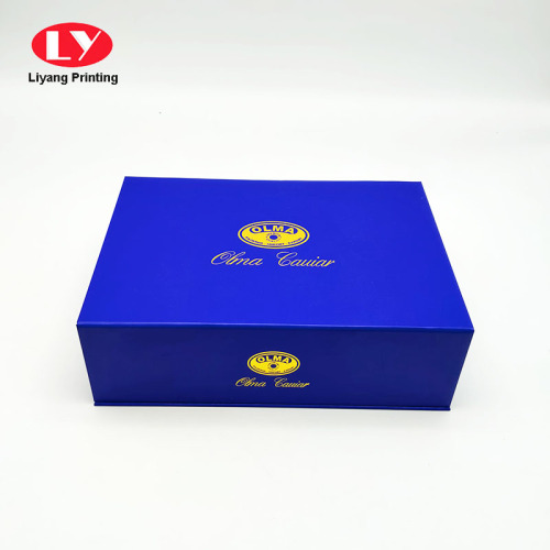 Aangepast Gold Logo Blue Magnet Box met schuim