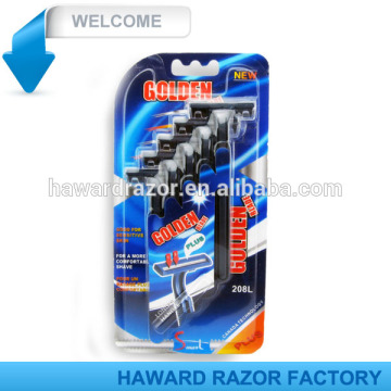 plastic RAZOR , twin blade with lubricant strip , paper + blister packing