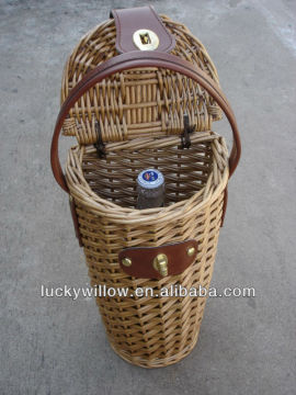 portable antique wicker wash wine bottle insulated carrying basket with handle