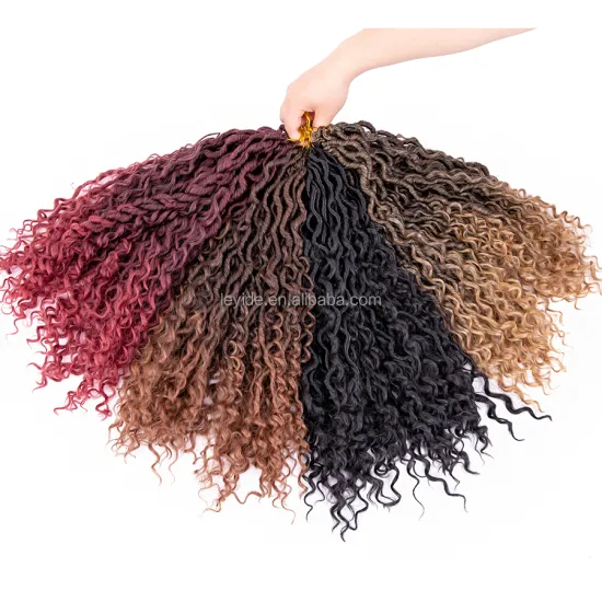 Synthetic 14/18Inch 24Strands Bohemian Goddess Faux Locs Crochet Braid Hair With Curly End River Locs Crochet Hair Extension