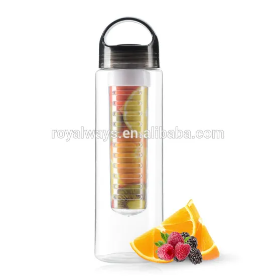 bpa free food grade plastic running sports water bottle with fruit infuser