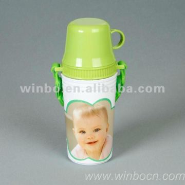 water bottle with cup