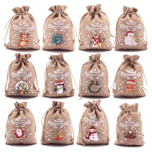 Beg Drawstring Linen Krismas Promosi