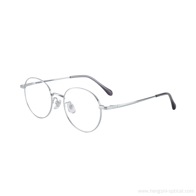 Men Women Silver Optical Eyeglasses Round Soft Metal Frame Eyewear