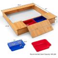 Kids Large Wooden Sandbox with Bench Seats