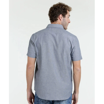 Camisa de hombre causal de manga corta de tela 100% algodón