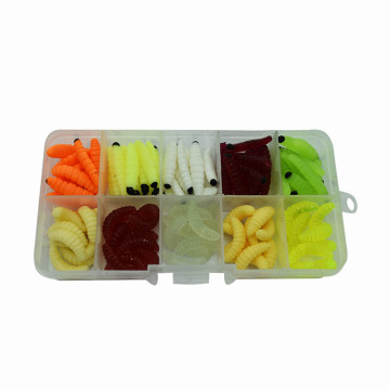 100pcs/Box 10 Colors 0.5G Plastic Worm Lure Bait for Fishing
