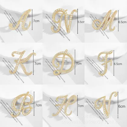 Elegant Large Pearl Initial Brooch - A, D, R, M, H Letters for Fashion Jewelry & Gift Ideas