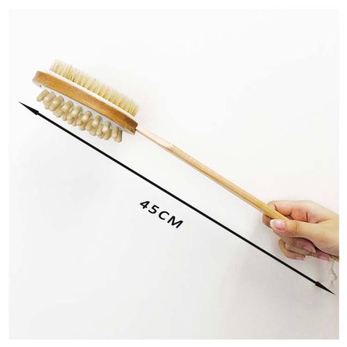 Dual Side Wooden Long Handle Brush Skin Exfoliating