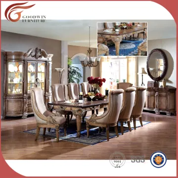 Dining room furniture dinner set table and chairs restaurant antique marble and wooden dining table and chairs WA147