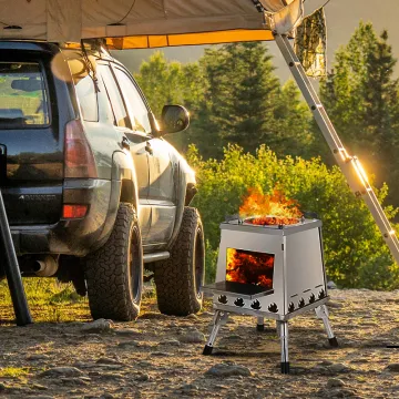 Outdoor portable folding fire Stove for heating firewood stove Camping Cooking Stainless Steel