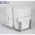 White cabinet plastic pull-out double cabinet trash can