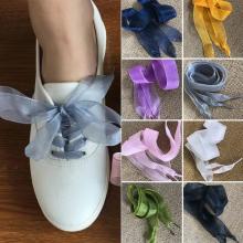 1 Pair Women Shoelaces Flat Silk Satin Ribbon Sport/Canvas/Casual Shoes Sneakers Laces Shoe strings 110cm x 2.5cm