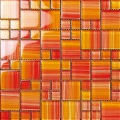 Mosaico de cristal de pintura a mano de color naranja intenso