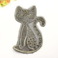 Rope embroidery patch Cartoon golden cat pin beads