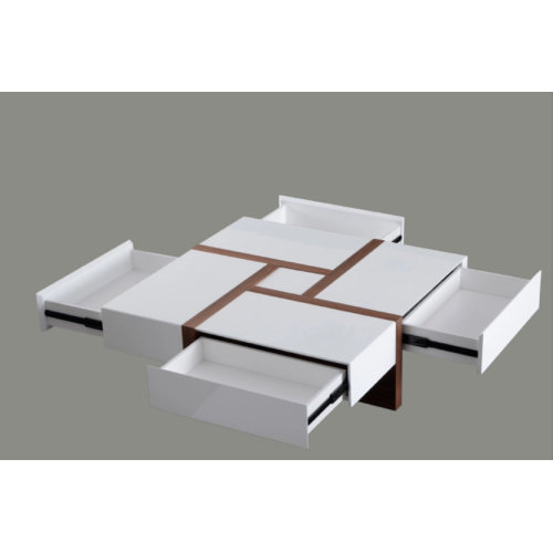 Coffee Table Modern White and Walnut Square Coffee Table Supplier