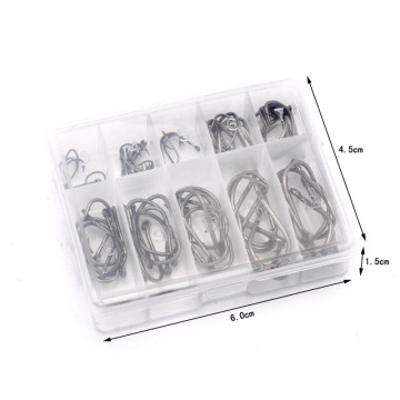 100Pcs High Carbon Steel Single Circle Fishing Hook Set in 10 Series Box