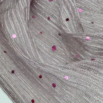Polyester Sequin Crinkle Mesh Fabric