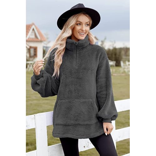 Womens Sherpa Pullover Fuzzy Fleece Sweatshirt