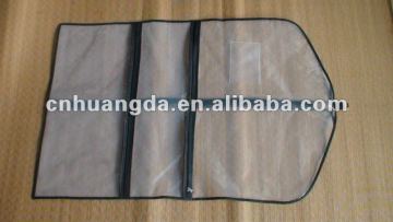 Clear plastic garment bag with pockets