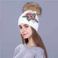 Female winter hat knitted women Sequin embroidery