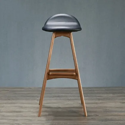 Modern Bar Stool Solid Wood High Stool Kitchen Creative Coffee Chair Leather Top Design Wholesale