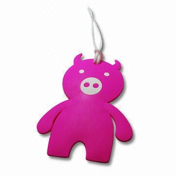 Bear-shaped Luggage ID Tag, Measures 6x6cm, Made of Soft PVC, Customized Designs are Accepted
